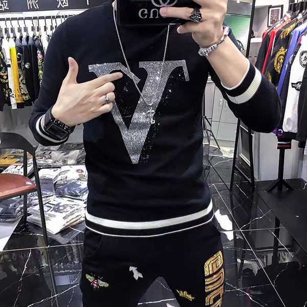 2021 new fashion brand men's sweater pullover letter slim pullover sweater winter, White;black
2021 new fashion brand men's sweater pullover letter slim pullover sweater winter, White;black
