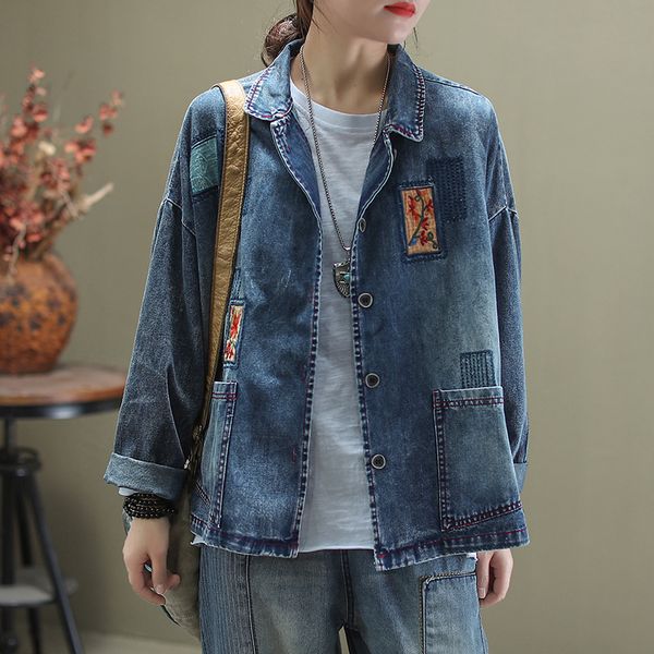 vintage retro embroidery denim short coat women's loose all-match women's for female cowboy jacket mom birthday gift, Black;brown
vintage retro embroidery denim short coat women's loose all-match women's for female cowboy jacket mom birthday gift, Black;brown