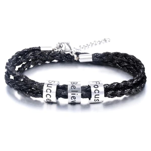 link, chain women adjustable titanium steel braided rope bracelet stainless beads custom name men girls gift jewelry, Black
link, chain women adjustable titanium steel braided rope bracelet stainless beads custom name men girls gift jewelry, Black