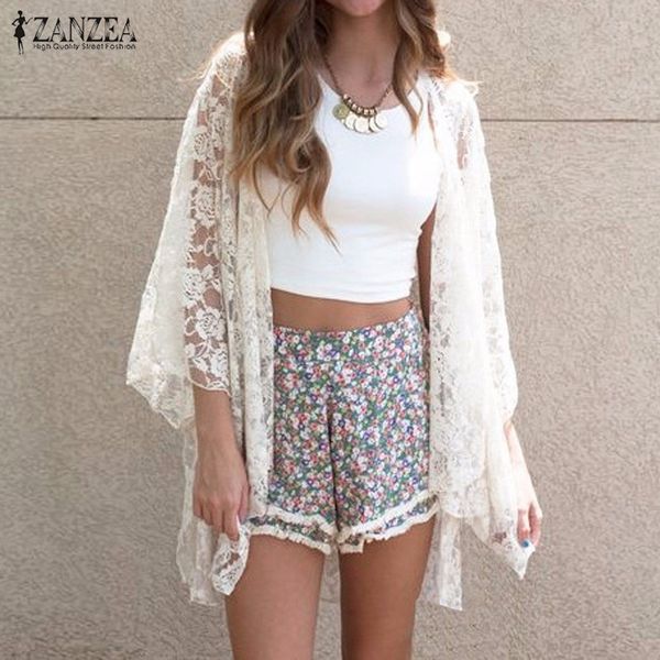 women's blouses & shirts women summer kimono cardigans lace blouse zanzea 2021 fashion 3/4 sleeve blusas bohemian female cover up cape, White
women's blouses & shirts women summer kimono cardigans lace blouse zanzea 2021 fashion 3/4 sleeve blusas bohemian female cover up cape, White