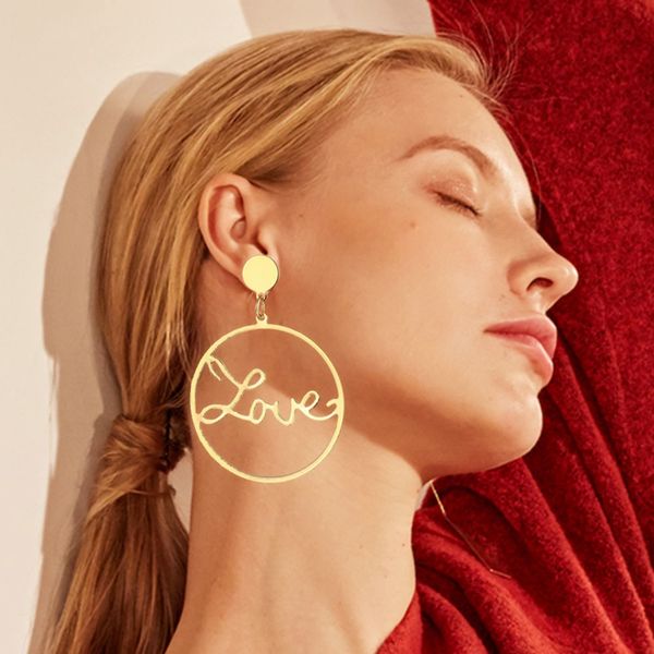 fashion big round circle hollow love earrings for women simple geometric hanging dangle earrings female statement jewelry, Silver
fashion big round circle hollow love earrings for women simple geometric hanging dangle earrings female statement jewelry, Silver