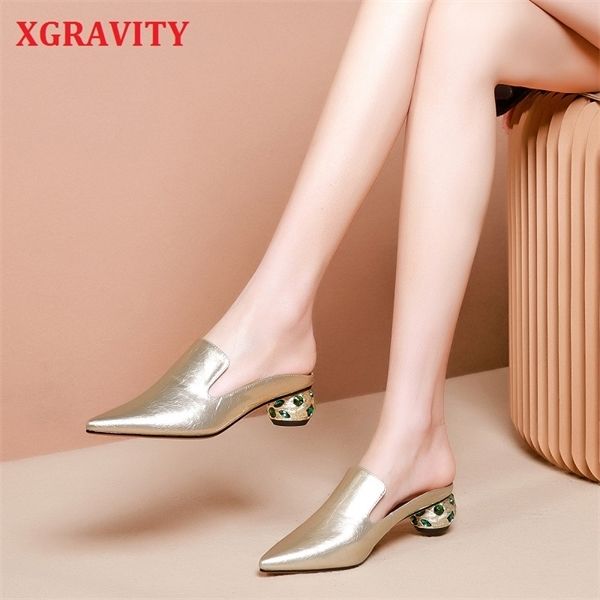 xgravity gold pointed toe lady slides fashion strange ball heel abnormal slippers genuine leather female sandals girl b083 0925, Black
xgravity gold pointed toe lady slides fashion strange ball heel abnormal slippers genuine leather female sandals girl b083 0925, Black