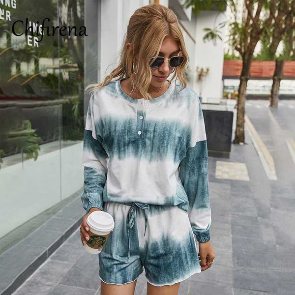 women's tracksuits chifirena fashion tie dye women suit homewear long sleeve shirts drawstring shorts 2 piece set sleepwear woman nigh, Gray
women's tracksuits chifirena fashion tie dye women suit homewear long sleeve shirts drawstring shorts 2 piece set sleepwear woman nigh, Gray
