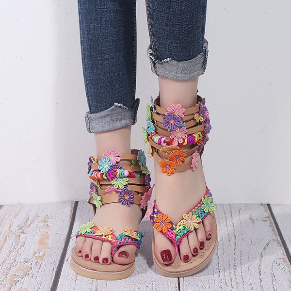 women's sandals big size shoes flower flat shoes, Black
women's sandals big size shoes flower flat shoes, Black