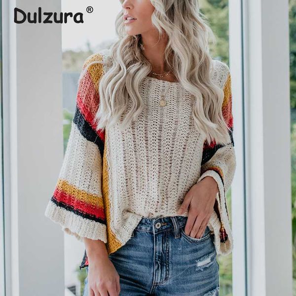 summer 2020 rainbow striped sweaters women beach cover ups autumn fashion oversized loose pullover jumper femme knitwear, White;black
summer 2020 rainbow striped sweaters women beach cover ups autumn fashion oversized loose pullover jumper femme knitwear, White;black