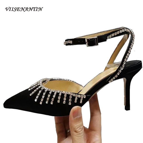 crystal high heel pumps bridal elegant pointed toe fringed shoes women slip-on slingbacks designer string bead banquet sandals, Black
crystal high heel pumps bridal elegant pointed toe fringed shoes women slip-on slingbacks designer string bead banquet sandals, Black