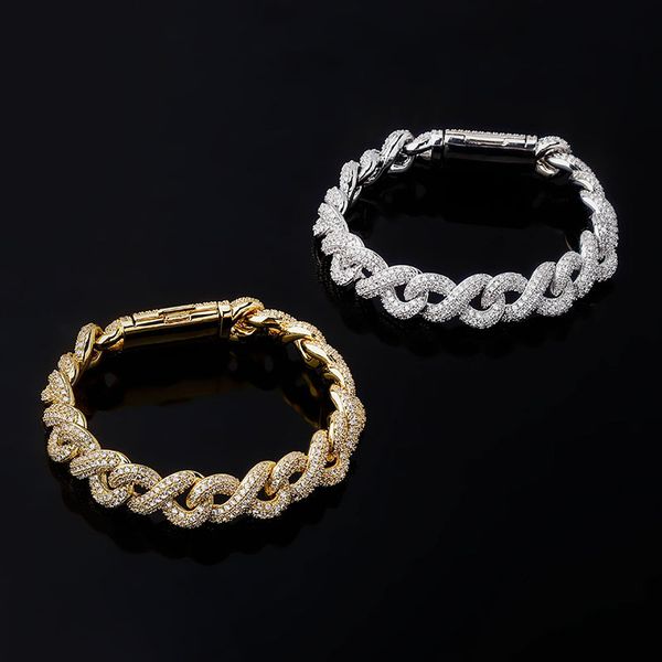 13mm hip hop prong setting cz stone bling iced out solid infinity cuban link chain bangles bracelets for men rapper jewelry, Golden;silver
13mm hip hop prong setting cz stone bling iced out solid infinity cuban link chain bangles bracelets for men rapper jewelry, Golden;silver