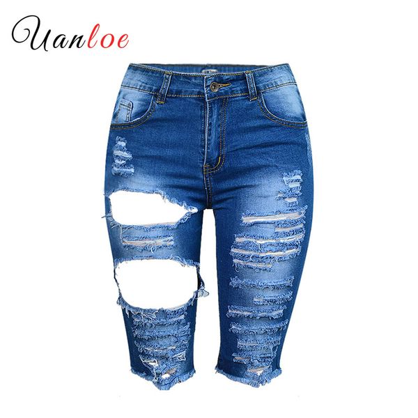 streetwear ripped jeans mid pants female 2020 summer women's hole fringed stretch denim capris fashion trend high waist trousers, Blue
streetwear ripped jeans mid pants female 2020 summer women's hole fringed stretch denim capris fashion trend high waist trousers, Blue