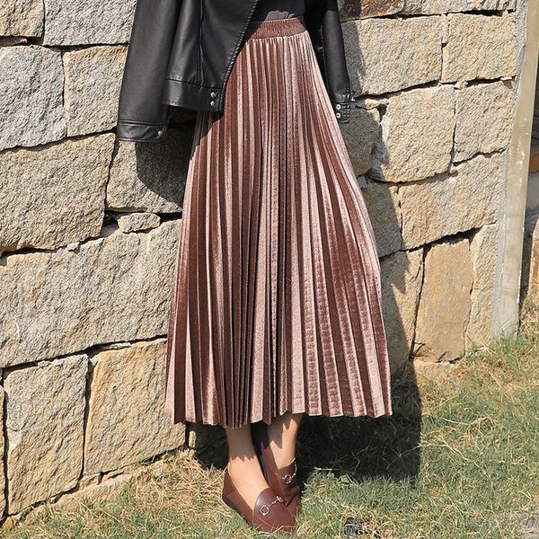 gold velvet long skirt women fall winter 2020 korean pleated high waist casual loose office lady clothes bottoms plus size
gold velvet long skirt women fall winter 2020 korean pleated high waist casual loose office lady clothes bottoms plus size