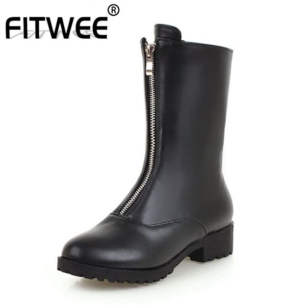 fitwee pu leather plus size 34-45 fashion mid calf boots zipper square heel simple casual daily shoes woman footwear botas, Black
fitwee pu leather plus size 34-45 fashion mid calf boots zipper square heel simple casual daily shoes woman footwear botas, Black