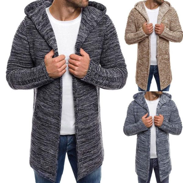 men's hooded solid knit trench coat jacket cardigan long sleeve outwear blouse sweatercoats male casual warm slim fit clothing, White;black
men's hooded solid knit trench coat jacket cardigan long sleeve outwear blouse sweatercoats male casual warm slim fit clothing, White;black