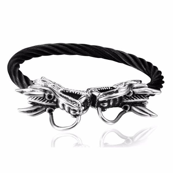 bangle punk 316l stainless steel big dragon for men jewelry black twisted cable mens accessories bracelet
bangle punk 316l stainless steel big dragon for men jewelry black twisted cable mens accessories bracelet