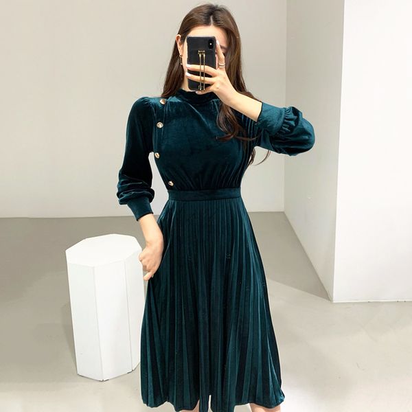 whcw cgdsr party 2020 new korean style vintage long sleeve velvet dress women autumn winter pleated dresses a-line woman vestido, Black;gray
whcw cgdsr party 2020 new korean style vintage long sleeve velvet dress women autumn winter pleated dresses a-line woman vestido, Black;gray