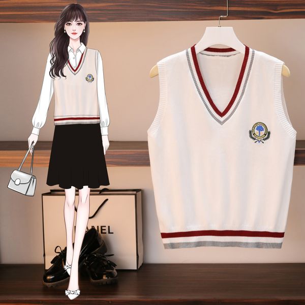 sleeveless v-neck knitted sweater vest female autumn high school student youth girlstyle hipster sweater vest tide 38jzw, White;black
sleeveless v-neck knitted sweater vest female autumn high school student youth girlstyle hipster sweater vest tide 38jzw, White;black