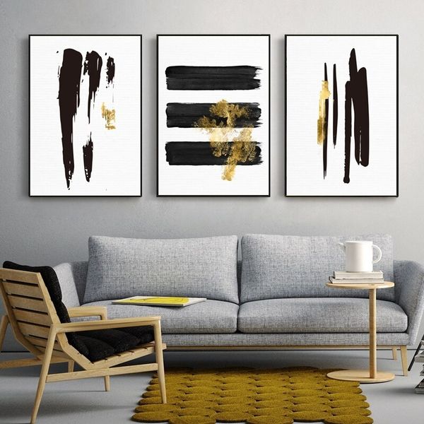 3 panels abstract personalized wall art canvas painting black gold stripes poster print modern nordic wall picture for living room decor
3 panels abstract personalized wall art canvas painting black gold stripes poster print modern nordic wall picture for living room decor