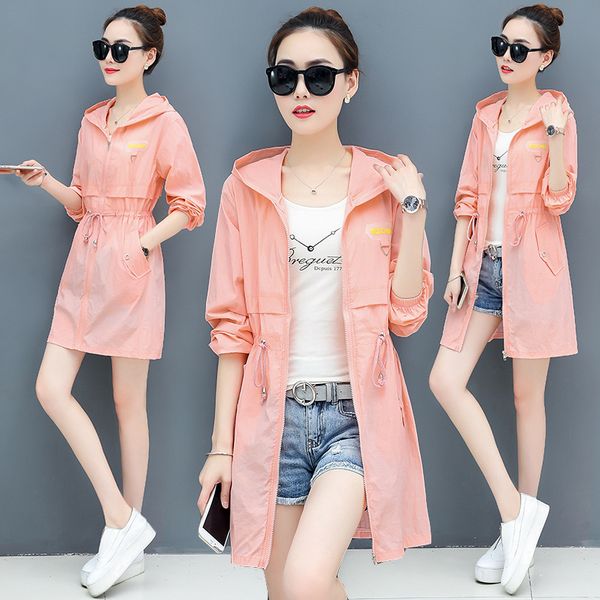 women's jackets #3559 pink blue white womens and coats long thin drawstring waist sunscreen jacket with hood letter printed coat, Black;brown
women's jackets #3559 pink blue white womens and coats long thin drawstring waist sunscreen jacket with hood letter printed coat, Black;brown