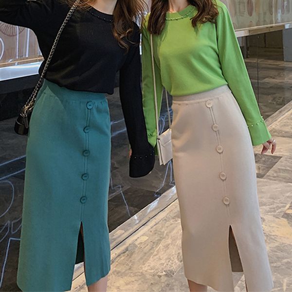 ailegogo 2020 new women skirt autumn winter knitting split buttons high waist package hip eelegant ladies midi skirt sk3101, Black
ailegogo 2020 new women skirt autumn winter knitting split buttons high waist package hip eelegant ladies midi skirt sk3101, Black