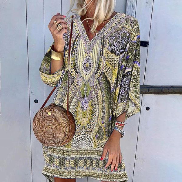 women v-neck beach printing leisure time on vacation long sleeves dress casual women's summer sundress vestidos femininos, Black;gray
women v-neck beach printing leisure time on vacation long sleeves dress casual women's summer sundress vestidos femininos, Black;gray