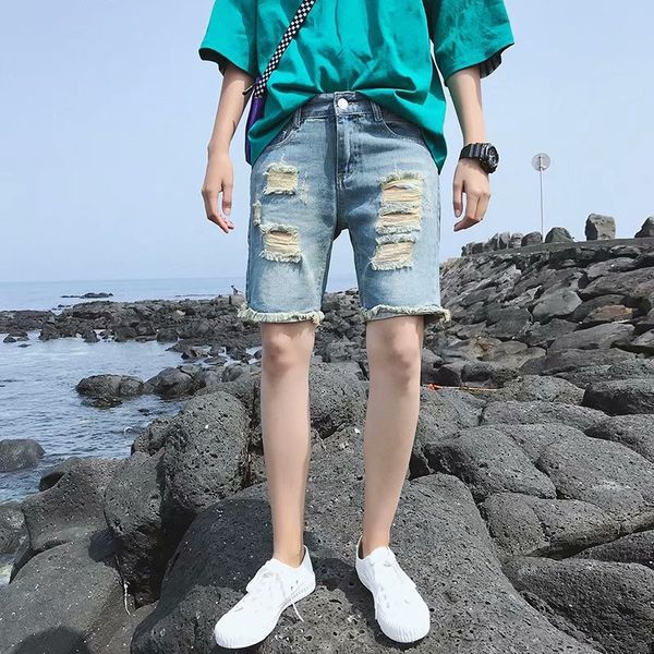 summer thin denim shorts men's cropped pants broken korean style slim fit versatile pants for and jeans shorts and jeans teenagers tren, Blue
summer thin denim shorts men's cropped pants broken korean style slim fit versatile pants for and jeans shorts and jeans teenagers tren, Blue