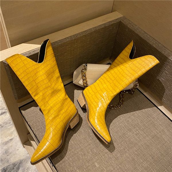 fashion leather women boots pointed toe western cowboy boots women mid-calf winter autumn shoes chunky wedges runway, Black
fashion leather women boots pointed toe western cowboy boots women mid-calf winter autumn shoes chunky wedges runway, Black
