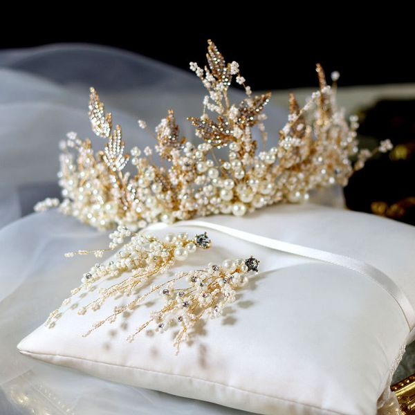 janevini luxury handmade bridal crown wedding tiara and crowns for brides crystal gold pearls baroque bride headband earrings, Golden;white
janevini luxury handmade bridal crown wedding tiara and crowns for brides crystal gold pearls baroque bride headband earrings, Golden;white