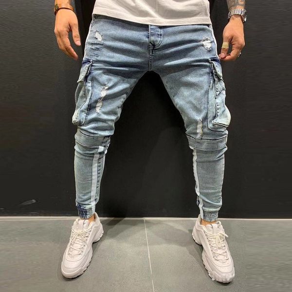 men's jeans mens cargo casual skinny multi-pocket pants fashion american style biker hip hop denim trousers 28-36, Blue
men's jeans mens cargo casual skinny multi-pocket pants fashion american style biker hip hop denim trousers 28-36, Blue