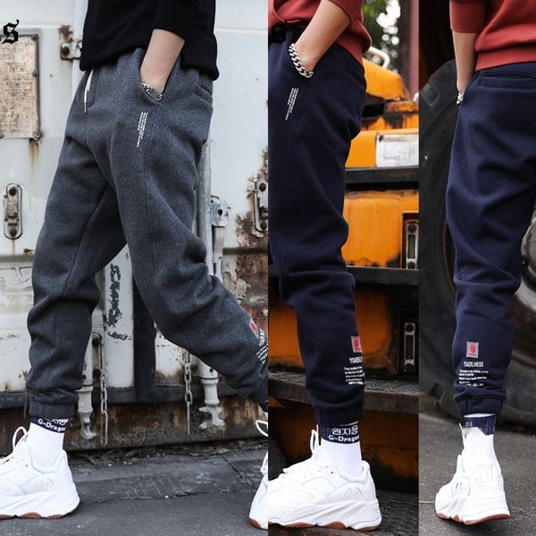 

2019 new men's trendy brand solid color loose harem ankle-tied casual all-match casual pants pantssports pants sports pantslong sweatpa, Blue