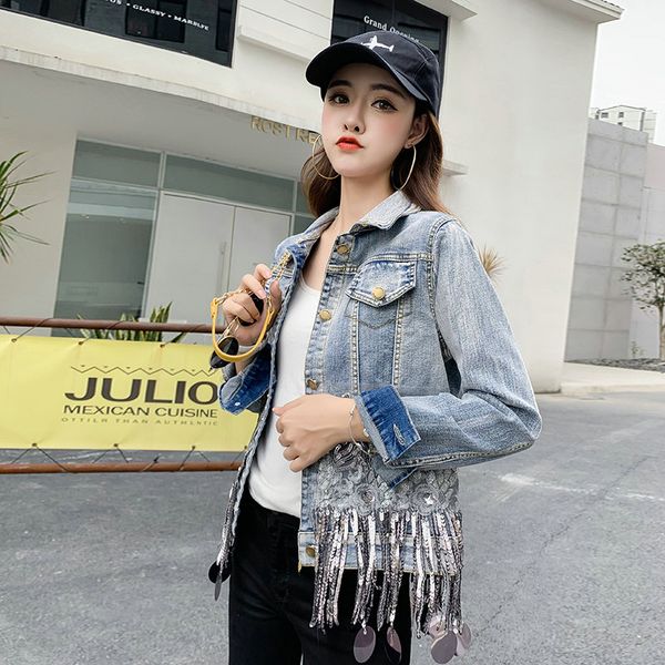 fashion handmade pearl rivet denim jacket women's rivet tassel slim jeans jacket short sequined jeans casual girl outwear, Black;brown
fashion handmade pearl rivet denim jacket women's rivet tassel slim jeans jacket short sequined jeans casual girl outwear, Black;brown