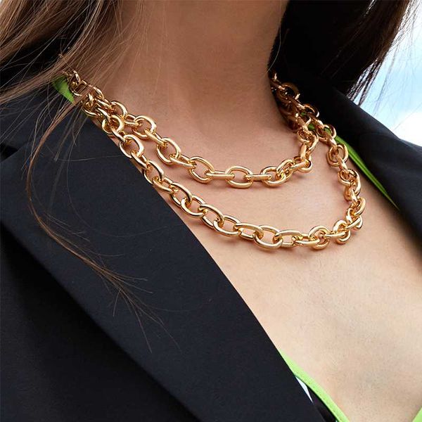 trendy punk rock two layered aluminium gold chain choker necklace for women statement thick link collar women party jewelry 2020, Silver
trendy punk rock two layered aluminium gold chain choker necklace for women statement thick link collar women party jewelry 2020, Silver