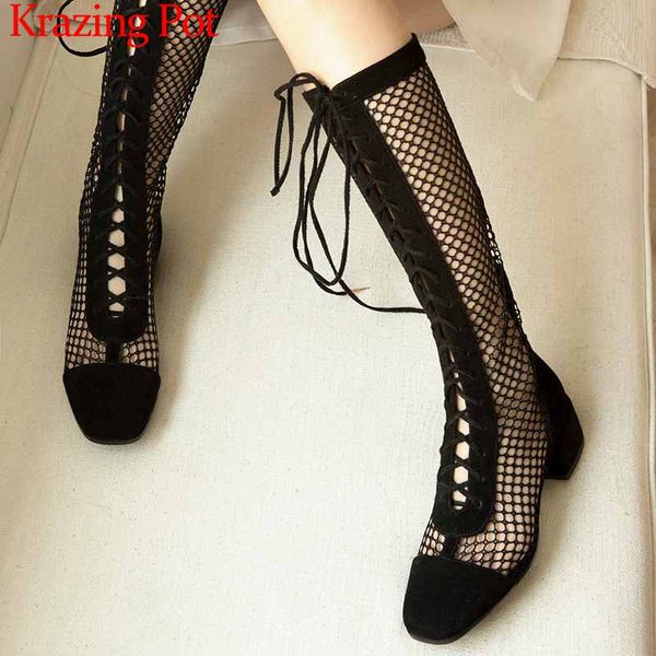 krazing pot fashion streetwear summer boots cow leather mesh zip square toe high heels women lace up thigh high boots l9f3, Black
krazing pot fashion streetwear summer boots cow leather mesh zip square toe high heels women lace up thigh high boots l9f3, Black