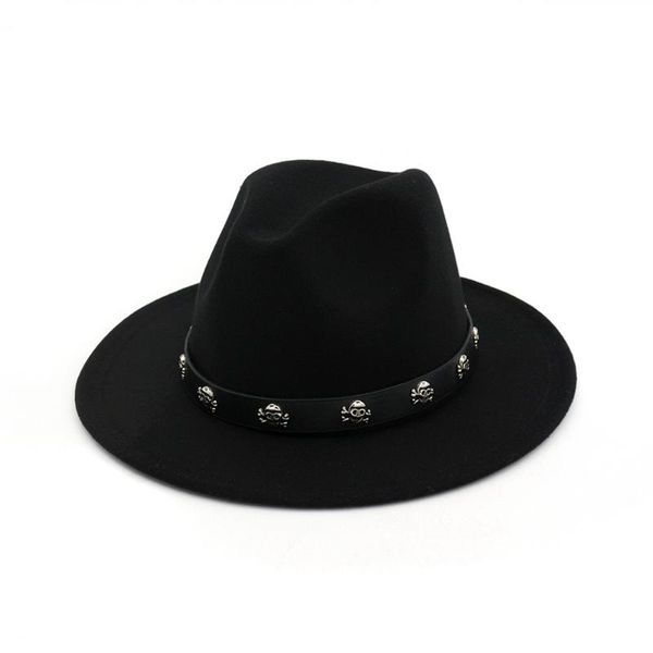 wide brim hats 2021 men women wool fedora hat with skull rivet leather panama jazz, Blue;gray
wide brim hats 2021 men women wool fedora hat with skull rivet leather panama jazz, Blue;gray