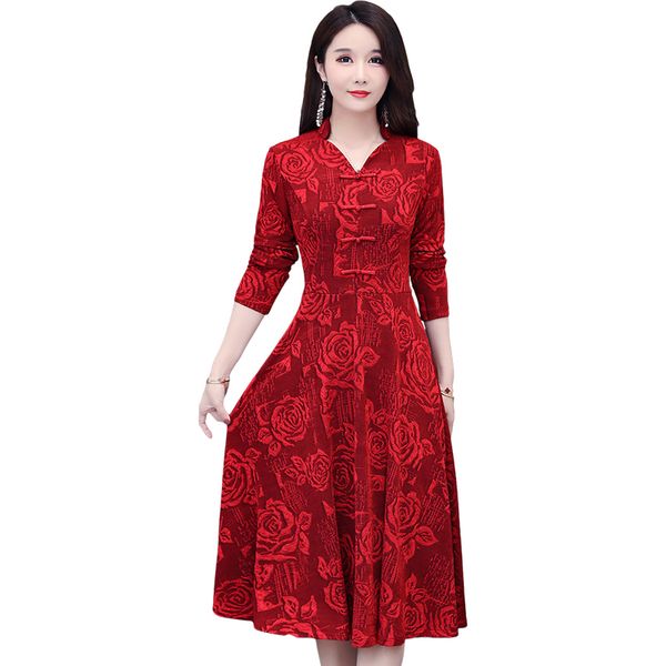 women casual autumn dress lady korean style vintage floral printed cheongsam dress long sleeve winter party vestidos 5xl, Black;gray
women casual autumn dress lady korean style vintage floral printed cheongsam dress long sleeve winter party vestidos 5xl, Black;gray
