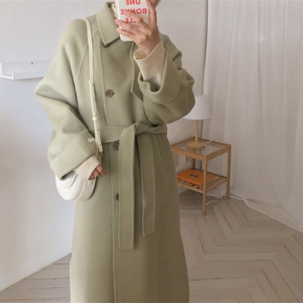 women's wool & blends winter retro women woolen coat with belt long sleeve warm ladies jacket plus size overcoat elegant manteau femme, Black
women's wool & blends winter retro women woolen coat with belt long sleeve warm ladies jacket plus size overcoat elegant manteau femme, Black