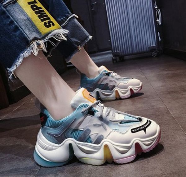 women's ins fashion show feet small spring and summer 2020 new rainbow thick sole heightening super fire sports shoes, Black
women's ins fashion show feet small spring and summer 2020 new rainbow thick sole heightening super fire sports shoes, Black