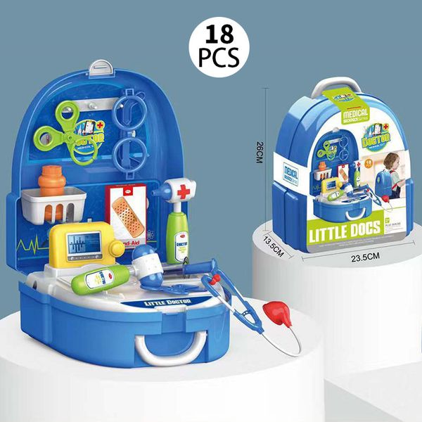 Children Simulation Makeup Jewelry Set Doctor Tools Supermarket Suitcase Kitchen Tableware Play House Backpack Kits Kids Toys Game