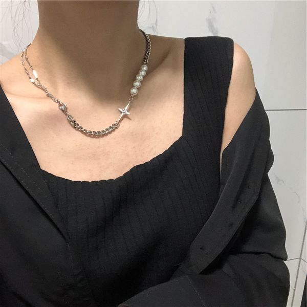 fashion love splicing chain round bead necklace hip hop wild female neck chain sale, Silver
fashion love splicing chain round bead necklace hip hop wild female neck chain sale, Silver