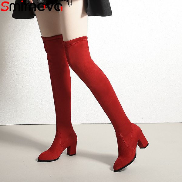 smirnova big size 33-43 over the knee boots women square high heels boots flock elegant thigh high ladies prom shoes, Black
smirnova big size 33-43 over the knee boots women square high heels boots flock elegant thigh high ladies prom shoes, Black