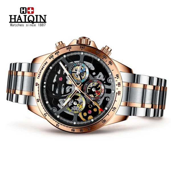 haiqin mechanical watches for men skeleton automatic watch men stainless steel watches mens luxury wristwatch 50m waterproof, Slivery;brown
haiqin mechanical watches for men skeleton automatic watch men stainless steel watches mens luxury wristwatch 50m waterproof, Slivery;brown