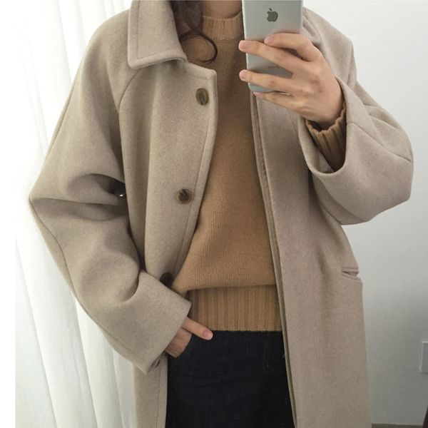 women's wool & blends kmetram autumn winter jacket women fashion woolen coat female korean long trench thick outwear manteau femme mn17, Black
women's wool & blends kmetram autumn winter jacket women fashion woolen coat female korean long trench thick outwear manteau femme mn17, Black