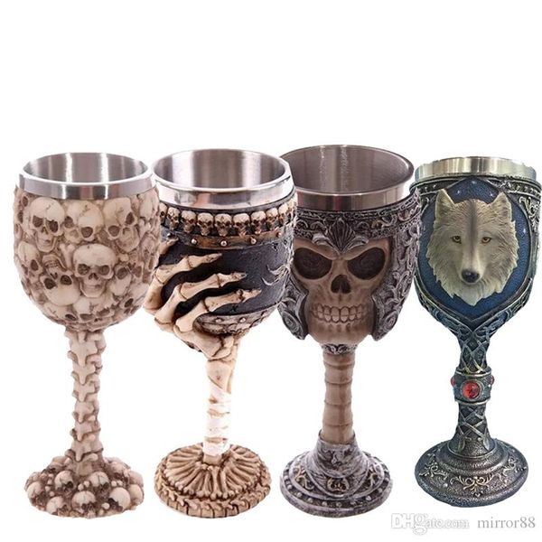 

3D Skull Goblet Wolf Goblet Cool Stainless Steel Beer Mug Cup Gift for Men Original Design Halloween Personalized Cup Party Bar Drinkware