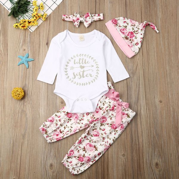 0-24m newborn infant baby girl clothes set long sleeve little sister romper +flower pants hat headband outfit autumn costume, White
0-24m newborn infant baby girl clothes set long sleeve little sister romper +flower pants hat headband outfit autumn costume, White