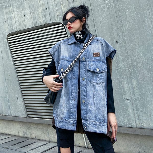 women's vests johnature fashion denim patchwork loose women 2021 autumn turn-down collar sleeveless animal print female coats, Black;white
women's vests johnature fashion denim patchwork loose women 2021 autumn turn-down collar sleeveless animal print female coats, Black;white