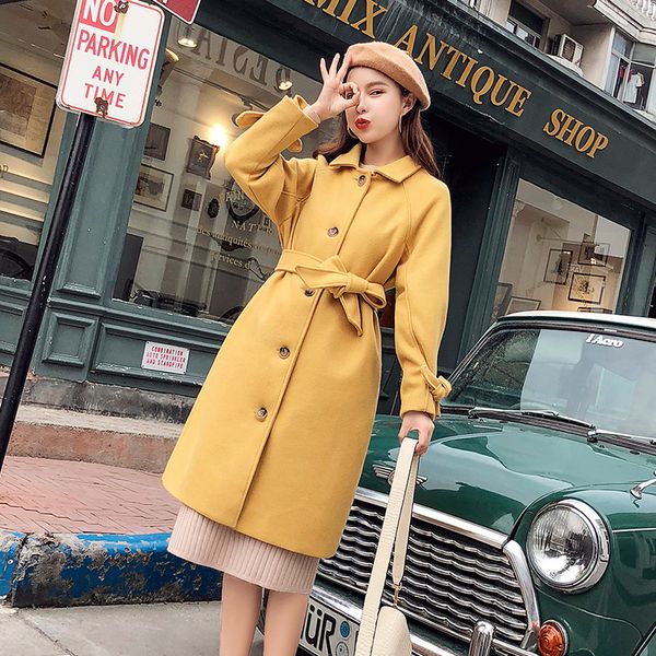 women's wool & blends iclosam korean winter long women overcoat elegant office ladies outwear loose single-breasted sleeve coat with be, Black
women's wool & blends iclosam korean winter long women overcoat elegant office ladies outwear loose single-breasted sleeve coat with be, Black