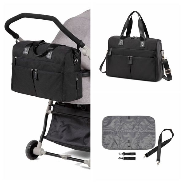 Diaper Bag, Large Diaper Tote Stylish For Mom And Dad Convertible Travel Baby Bag +changing Pad+stroller Straps