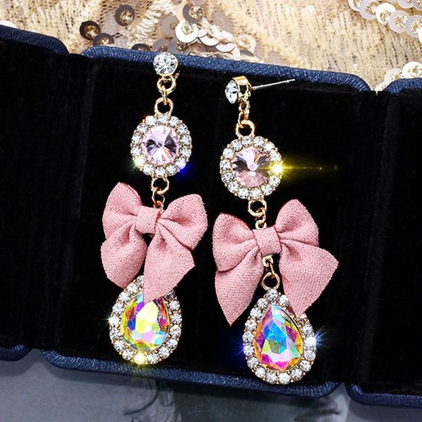 fashion geometric dangle earrings for women triangle design elegant pink bowknot earrings shiny drill birthday wedding jewelry, Silver
fashion geometric dangle earrings for women triangle design elegant pink bowknot earrings shiny drill birthday wedding jewelry, Silver