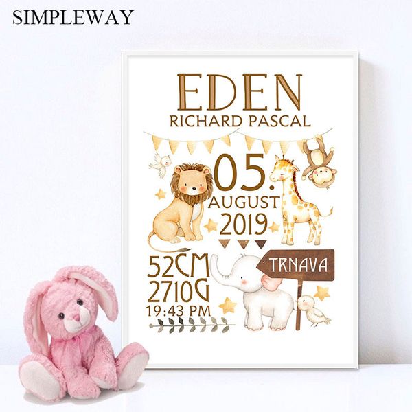 personalized baby birth custom poster nursery art print animal canvas painting wall picture nordic kid boy bedroom decoration
personalized baby birth custom poster nursery art print animal canvas painting wall picture nordic kid boy bedroom decoration
