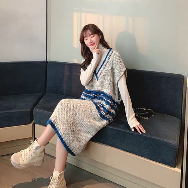 2020 new autumn and winter fashion vest dress dress set long loose v-neck knitted vest two-piece set tgx4e, Gray
2020 new autumn and winter fashion vest dress dress set long loose v-neck knitted vest two-piece set tgx4e, Gray