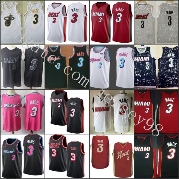 miami heat men #3 dwyane wade white nba golden swingman stitched jersey, Black