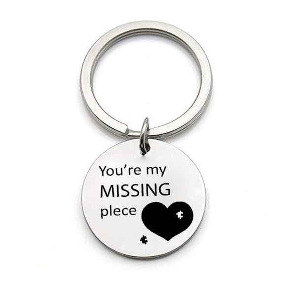 keychain you`re my missing piece man key chain bags women keyring chain for pants lovers pendant key holder fashion alloy brelok, Silver 
keychain you`re my missing piece man key chain bags women keyring chain for pants lovers pendant key holder fashion alloy brelok, Silver