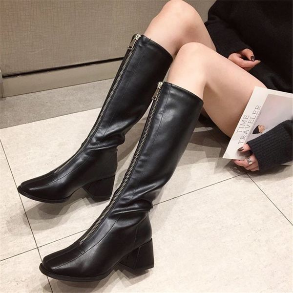 fashion folding front zipper winter high boots casual low heels black long slim boots ladies women leahter knee high 2020
fashion folding front zipper winter high boots casual low heels black long slim boots ladies women leahter knee high 2020